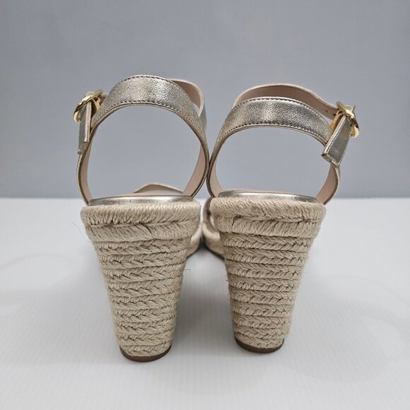 Stuart Weitzman Teddi Wedge Womens 8.5 Metallic Gold Espadrille Sandal NEW - Picture 9 of 13